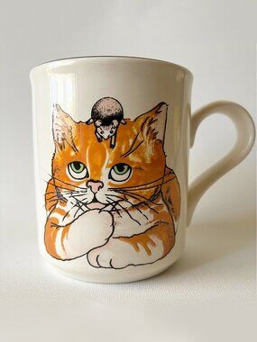 Vintage Cat with Mouse on Head Mug Arthur Wood Cute Animal Cup England